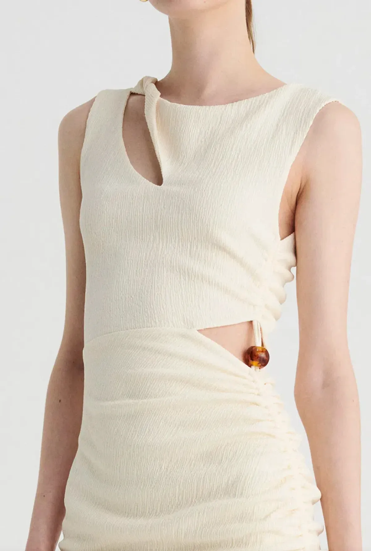 Suboo Jacqui Twist Front Mini Dress in Cream Size XS / AU 6 - Image 2