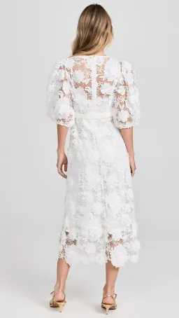 Zimmermann The Halliday Lace Flower Midi Dress in Ivory Size 0 / AU 8 for rent on The Volte - image 2