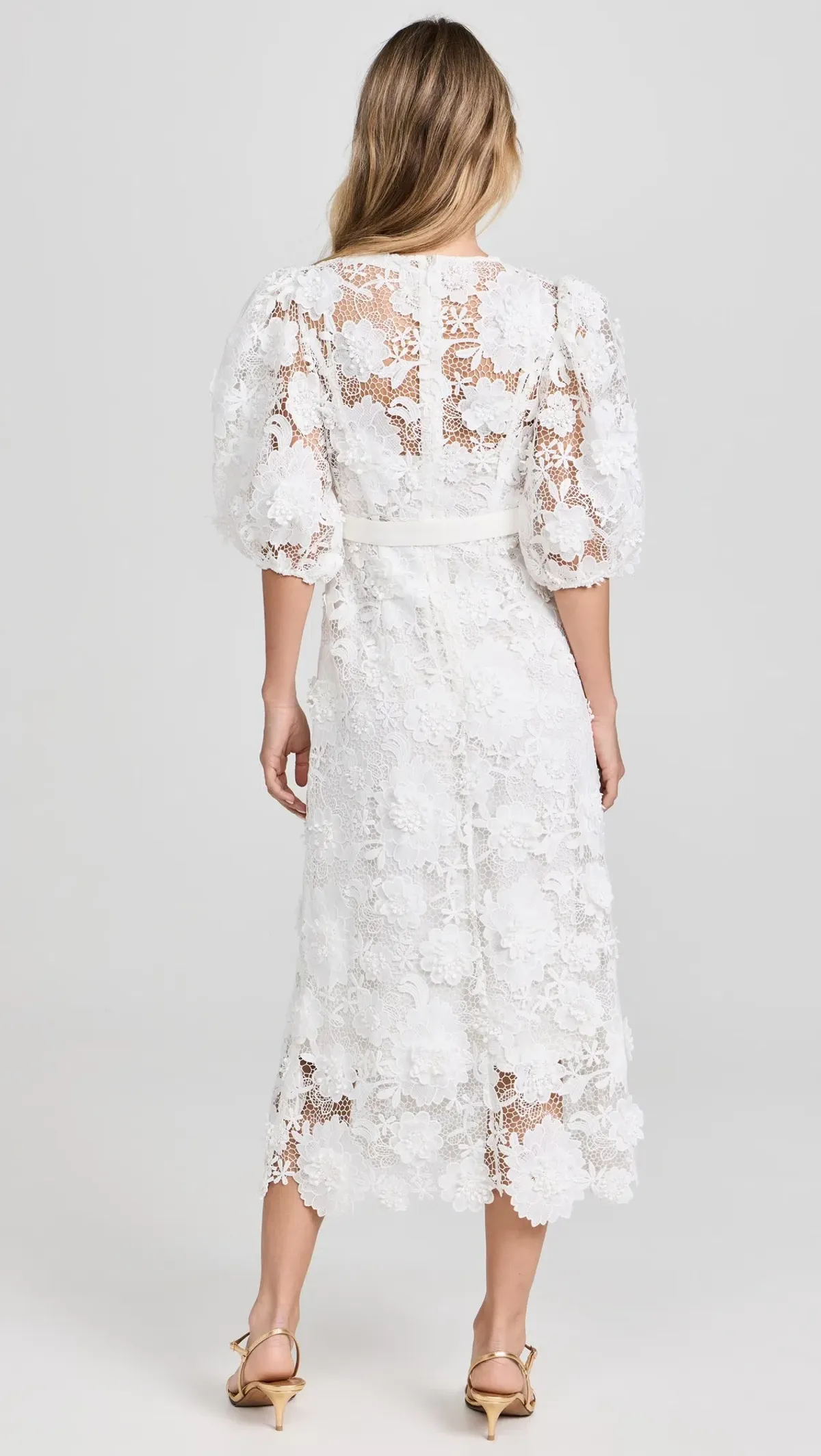 Zimmermann The Halliday Lace Flower Midi Dress in Ivory Size 1 / AU 10 - Image 3