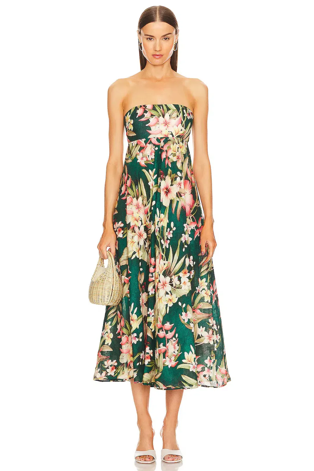 Zimmermann Lexi Midi Dress in Green Palm Size 2 / AU 12 for rent on The Volte - main image