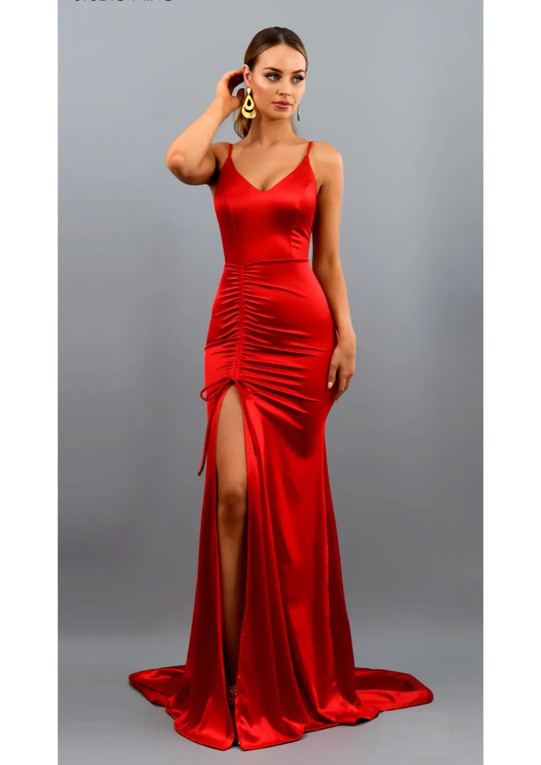 Studio Minc Fantasy Satin Formal Dress Red SIze 3 / AU 12 for rent on The Volte - main image