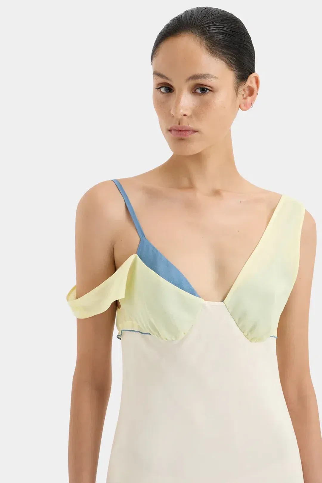 Sir The Label Thames Splice Midi Dress in Ecru Multi Size 1 / AU 8 for rent on The Volte - main image