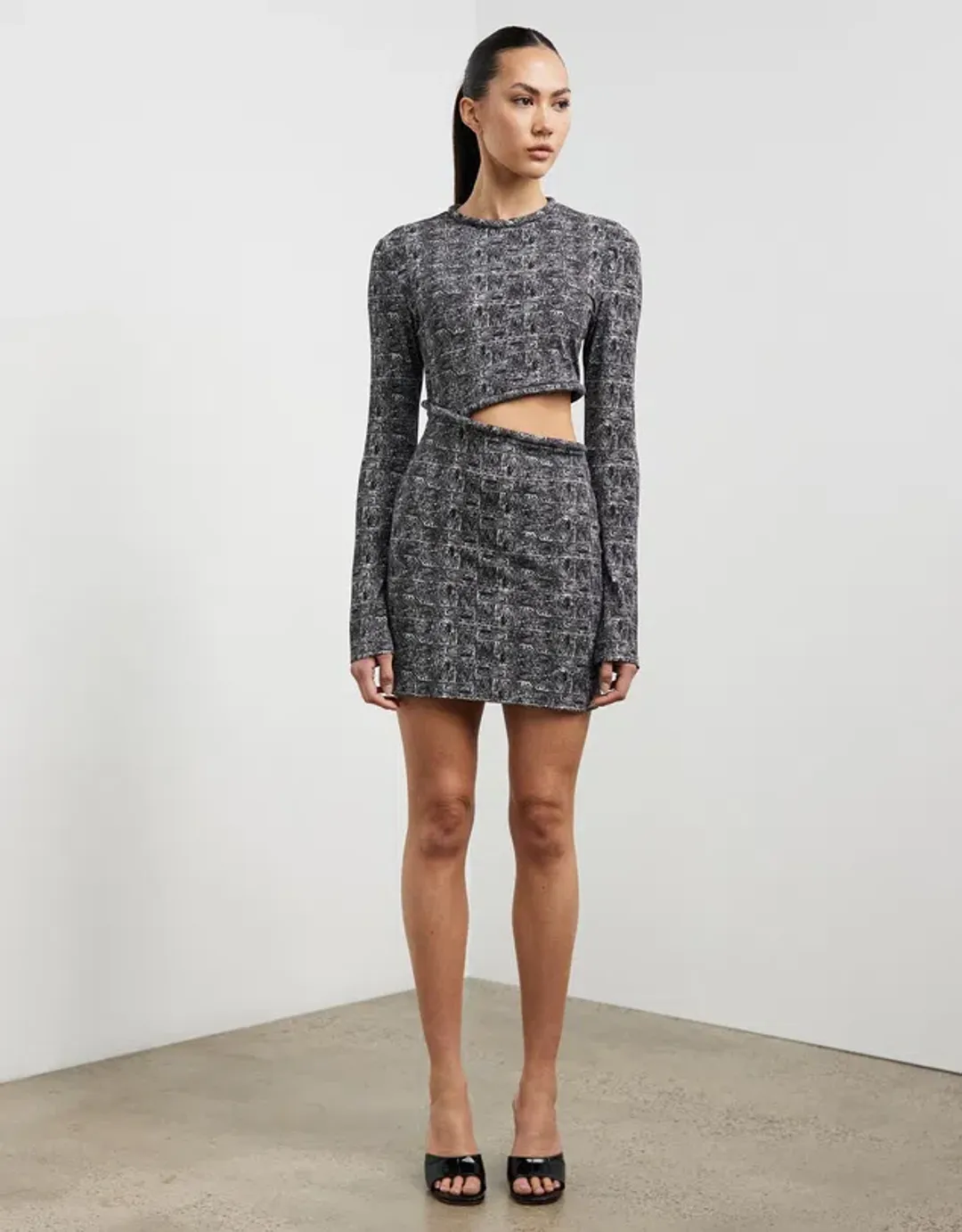 Camilla And Marc Cyrus Long Sleeve Mini Dress Grey Size 10 for rent on The Volte - main image