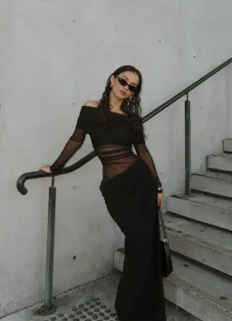BENNI Yasmin Off-Shoulder Maxi Dress in Black Size 10 for rent on The Volte - image 7