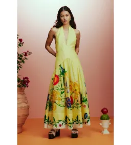 Alemais Dahlia Halter Gown Yellow Size AU 10 for rent on The Volte - image 1