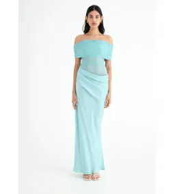 Benni Nico Off Shoulder Maxi Dress in Aquamarine Size AU 4 for rent on The Volte - image 1