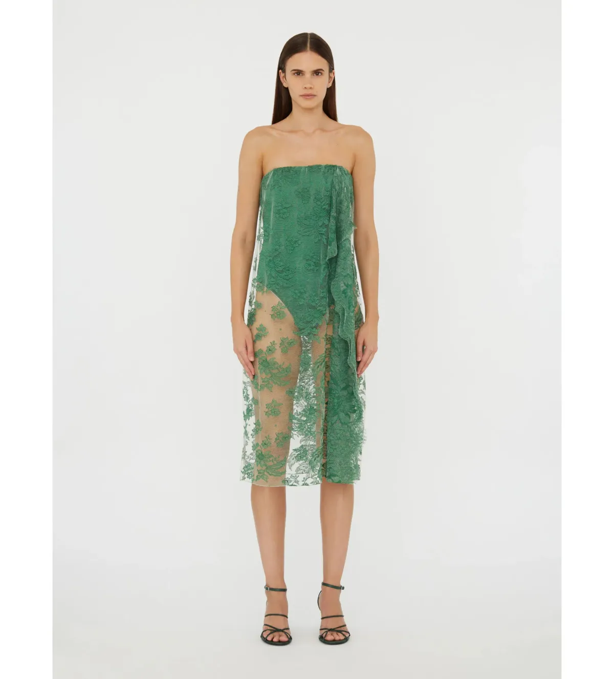 Christopher Esber Floating Lace Strapless Dress Evergreen Size AU 8 - Image 1