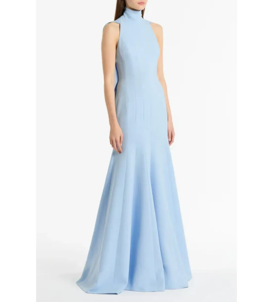 Carla Zampatti Crepe Panelled Gown Pale Blue Size AU 6 for rent on The Volte - main image