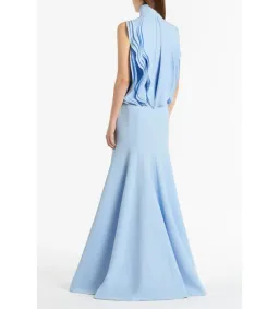Carla Zampatti Crepe Panelled Gown Pale Blue Size AU 6 for rent on The Volte - image 3