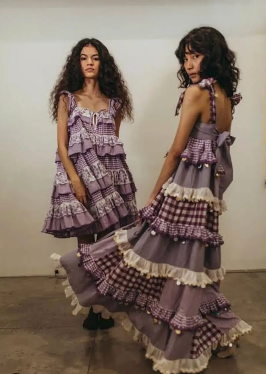 Innika Choo Ric Rac Patchwork Sequin Maxi Dress Purple One Size for rent on The Volte - main image