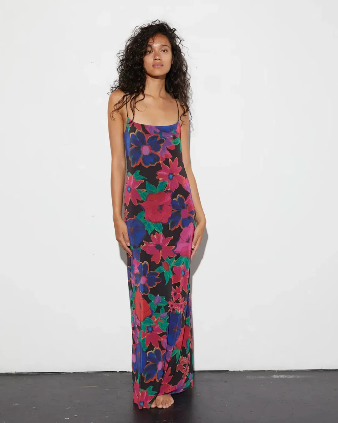 Stieglitz Mayte Spaghetti Mesh Dress Black Flowers Size 12 for rent on The Volte - main image