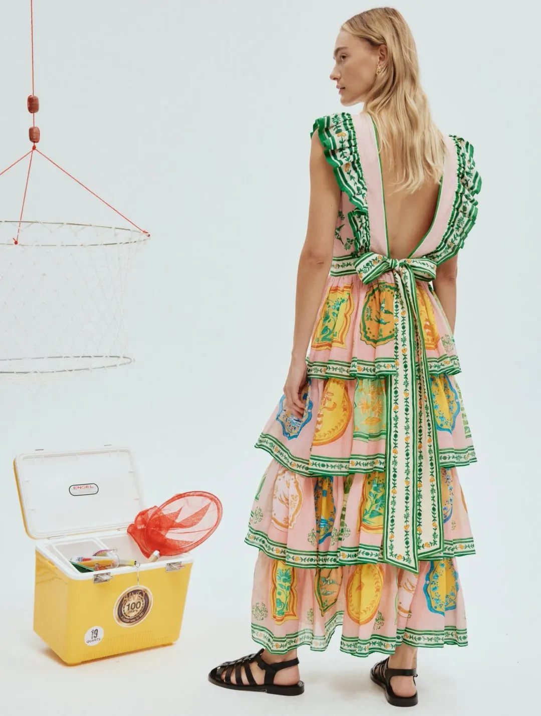 Alemais Porcelain Frill Midi Dress Multi Size 6 for rent on The Volte - main image