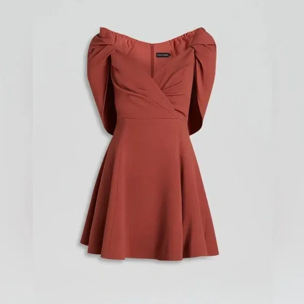 Scanlan Theodore Cape Sleeve Mini Dress Sepia Size 8 - Image 3