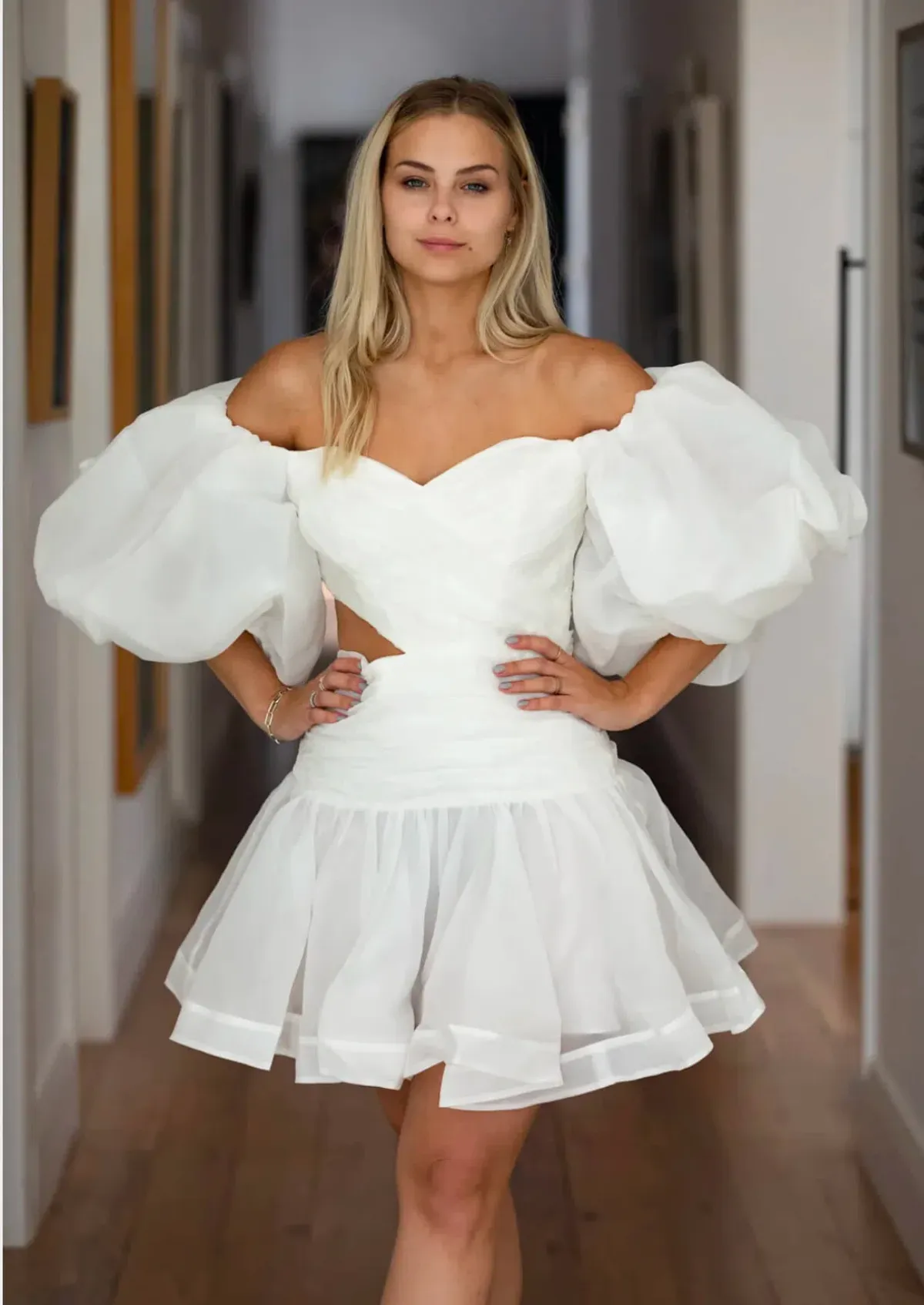 Aje Myriad Cut Out Mini Dress Ivory Size 10 - Image 4
