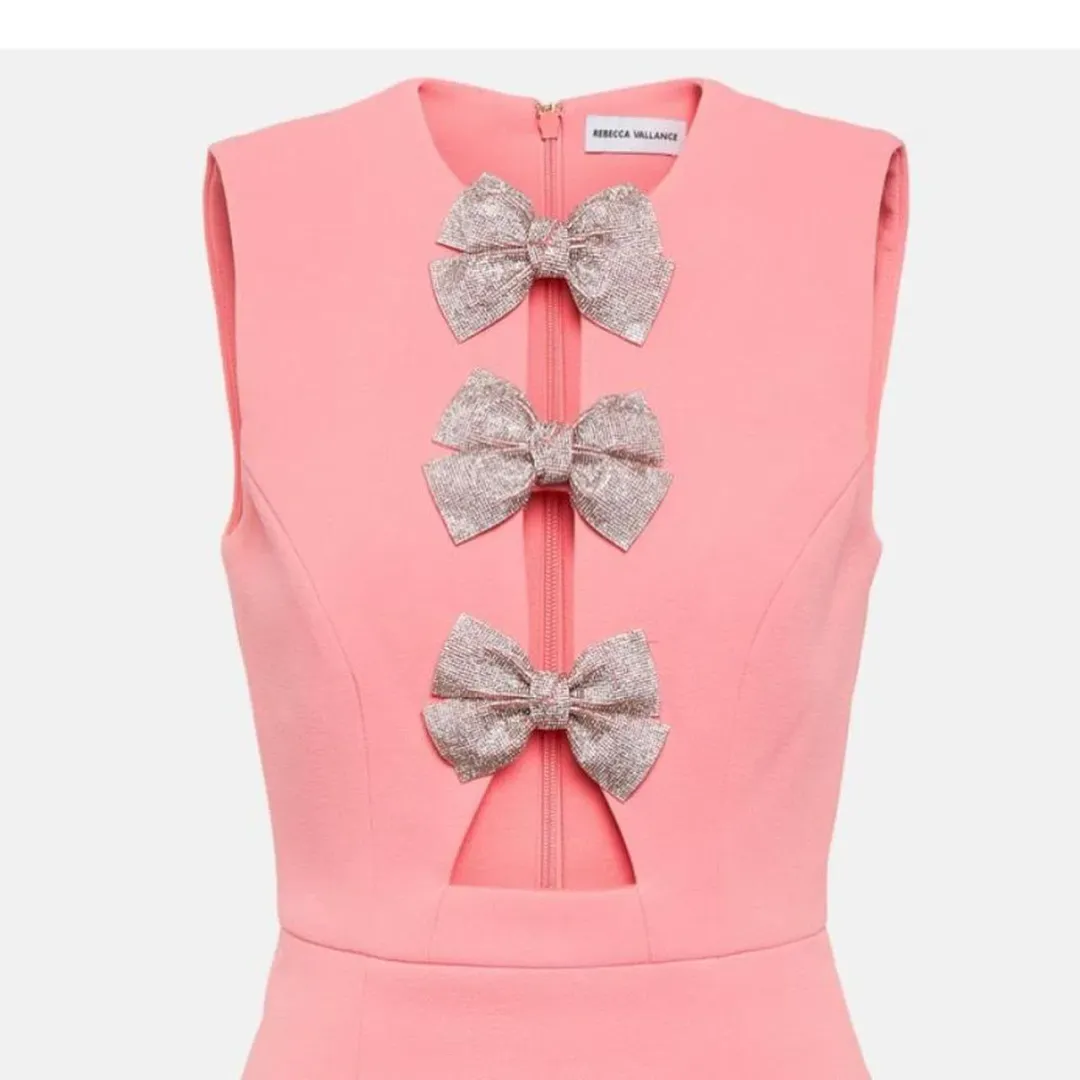 Rebecca Vallance Brittany Bow Mini Dress Pink Size 8 for rent on The Volte - main image