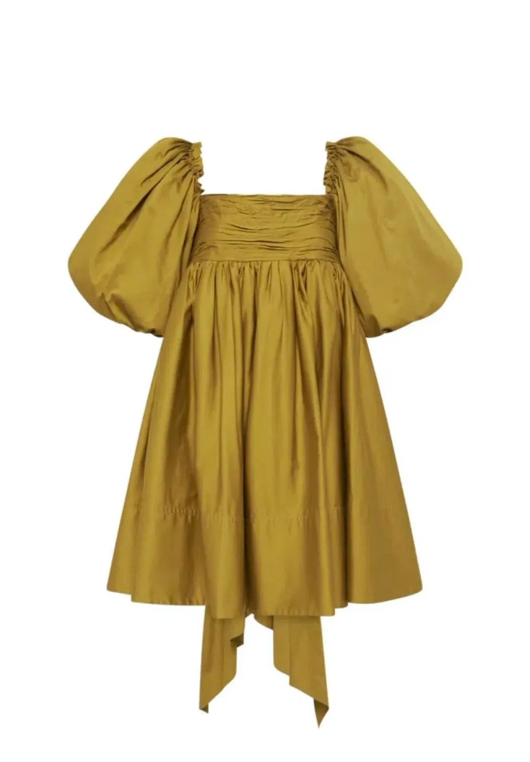 Aje Casabianca Puff Sleeve Mini Dress Olive Green Size 8 for rent on The Volte - main image