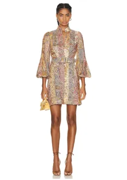 Zimmermann Luminosity Belted Mini Dress Multi Paisley Stripe Size 0 / AU 8 for rent on The Volte - image 1