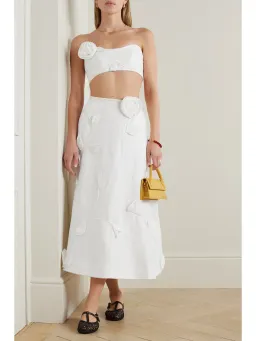 Zimmermann The Matchmaker Rose Bra and Flare Midi Skirt Set Ivory Size 1 / AU 10 for rent on The Volte - image 1