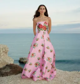 Aston Studio Audrey Dress in Salmon Bouquet Size 8 for rent on The Volte - image 1