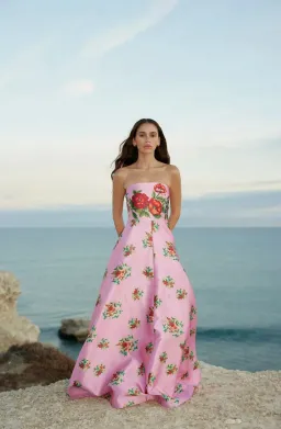 Aston Studio Audrey Dress in Salmon Bouquet Size 12 for rent on The Volte - image 1