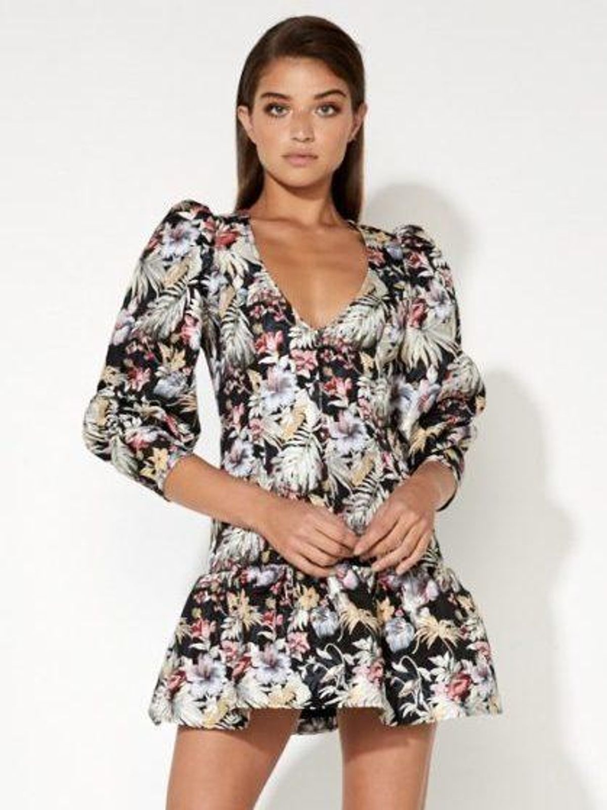 Mossman Secret Garden Mini Dress Black Floral 8 - Image 1