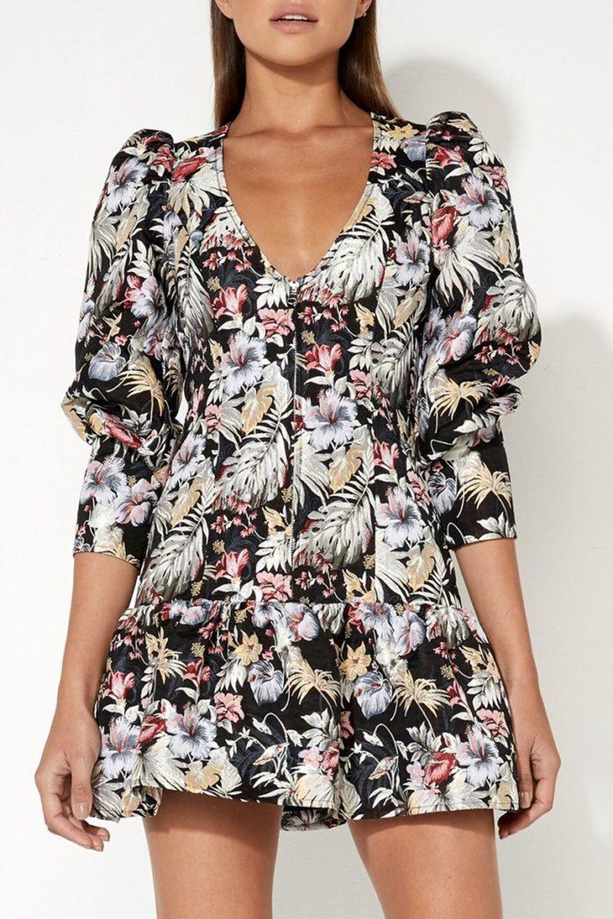 Mossman Secret Garden Mini Dress Black Floral 8 - Image 3
