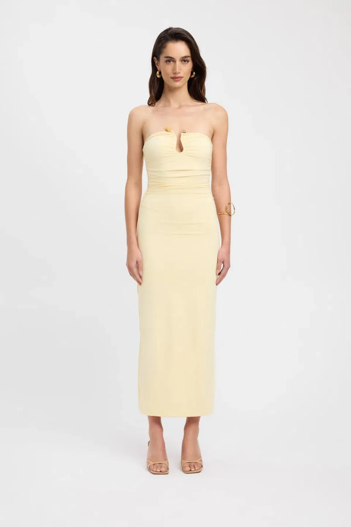 Kookai Tayla Trim Maxi Dress Yellow Size 8 for rent on The Volte - main image