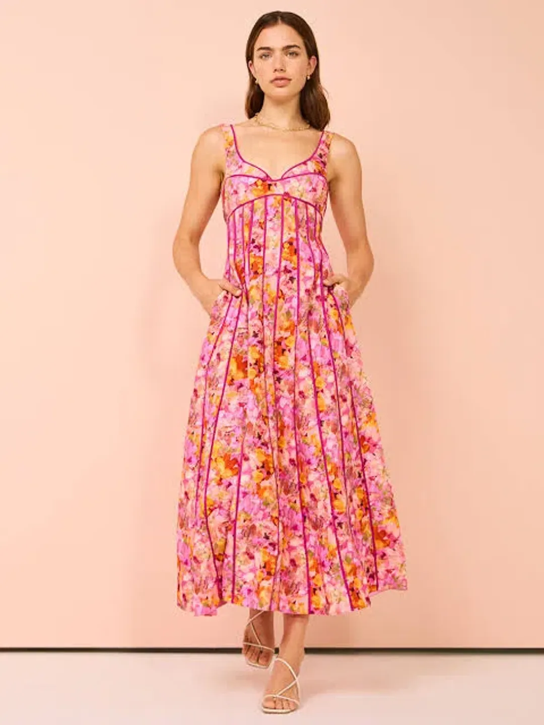 Acler Hansley Midi Dress in Lotus Size AU 12 for rent on The Volte - main image