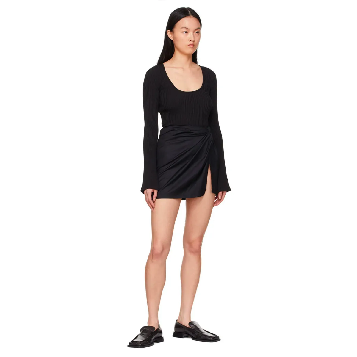 Anna Quan Emelia Ruched Mini Skirt Black Size 12 - Image 2