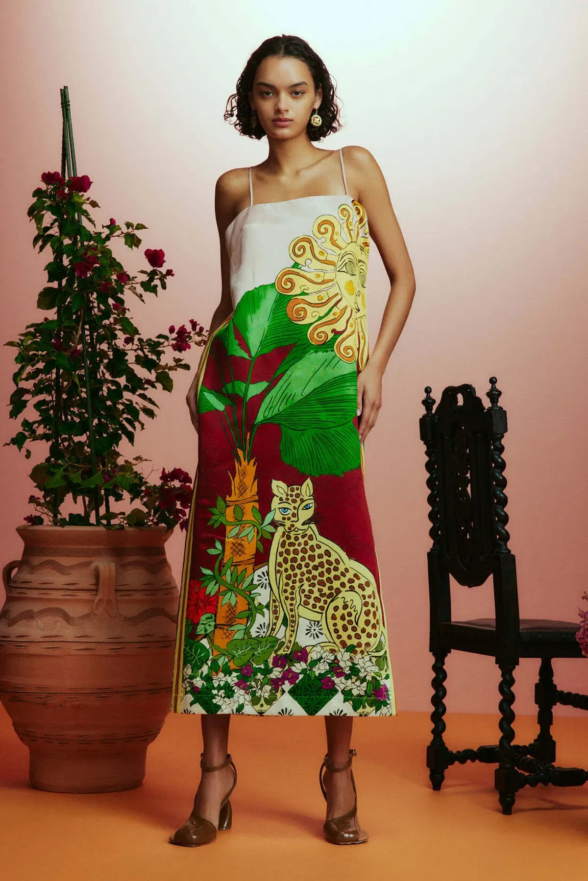 Alemais Tiger Slip Midi Dress Print Size 12 - Image 2