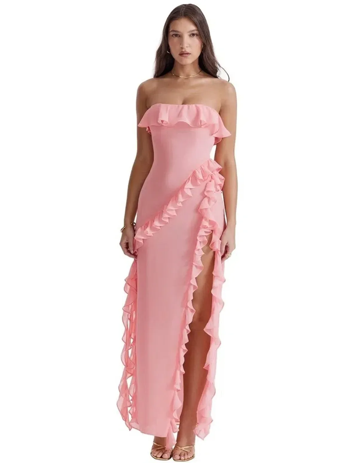 House of CB Sarina Ruffle Maxi Dress in Pink Size S / AU 8 - Image 1