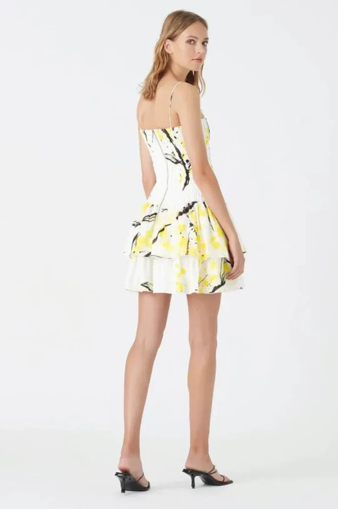 Aje Mimosa Shirred Ruffle Mini Dress Print Size 8 for rent on The Volte - main image