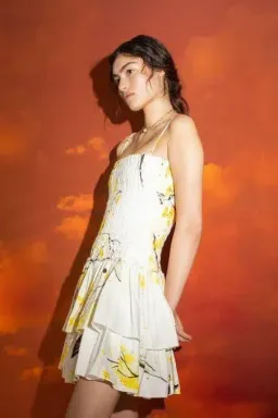 Aje Mimosa Shirred Ruffle Mini Dress Print Size 8 for rent on The Volte - image 4