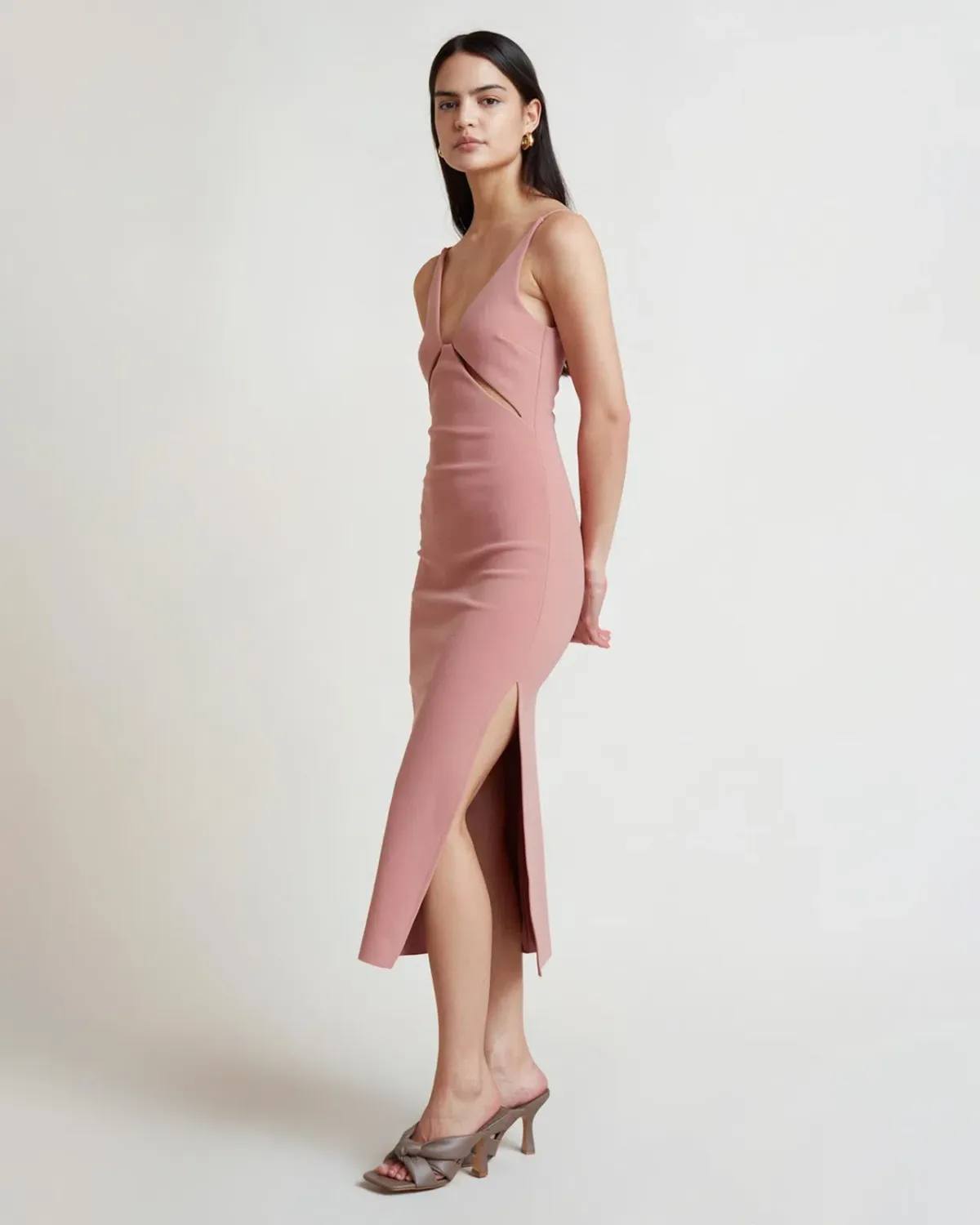 Bec & Bridge Livania Cut Out Midi Dress Grapefruit Size AU 6 - Image 2