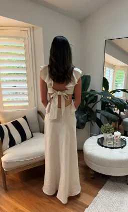 Cienti the Label Flounce Maxi Dress Beige Size 6 for rent on The Volte - image 3