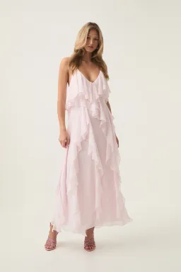 Aje Valentine Frill Maxi Dress Pastel Pink Size 10 for rent on The Volte - image 1