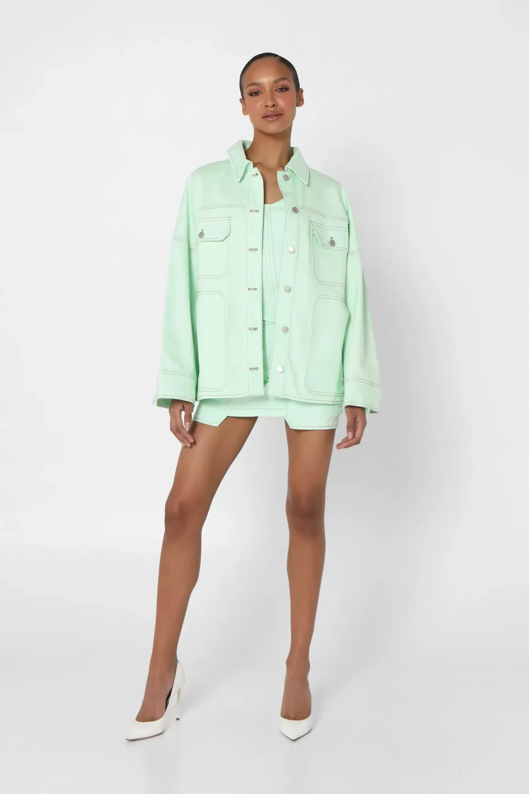 BY.DYLN Jerome Jacket & Cooper Mini Skirt Mint Size 8 for rent on The Volte - main image