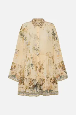 Camilla Tiered Mini Dress With Collar Adorned In Antiquity Size S / AU 10 for rent on The Volte - image 6