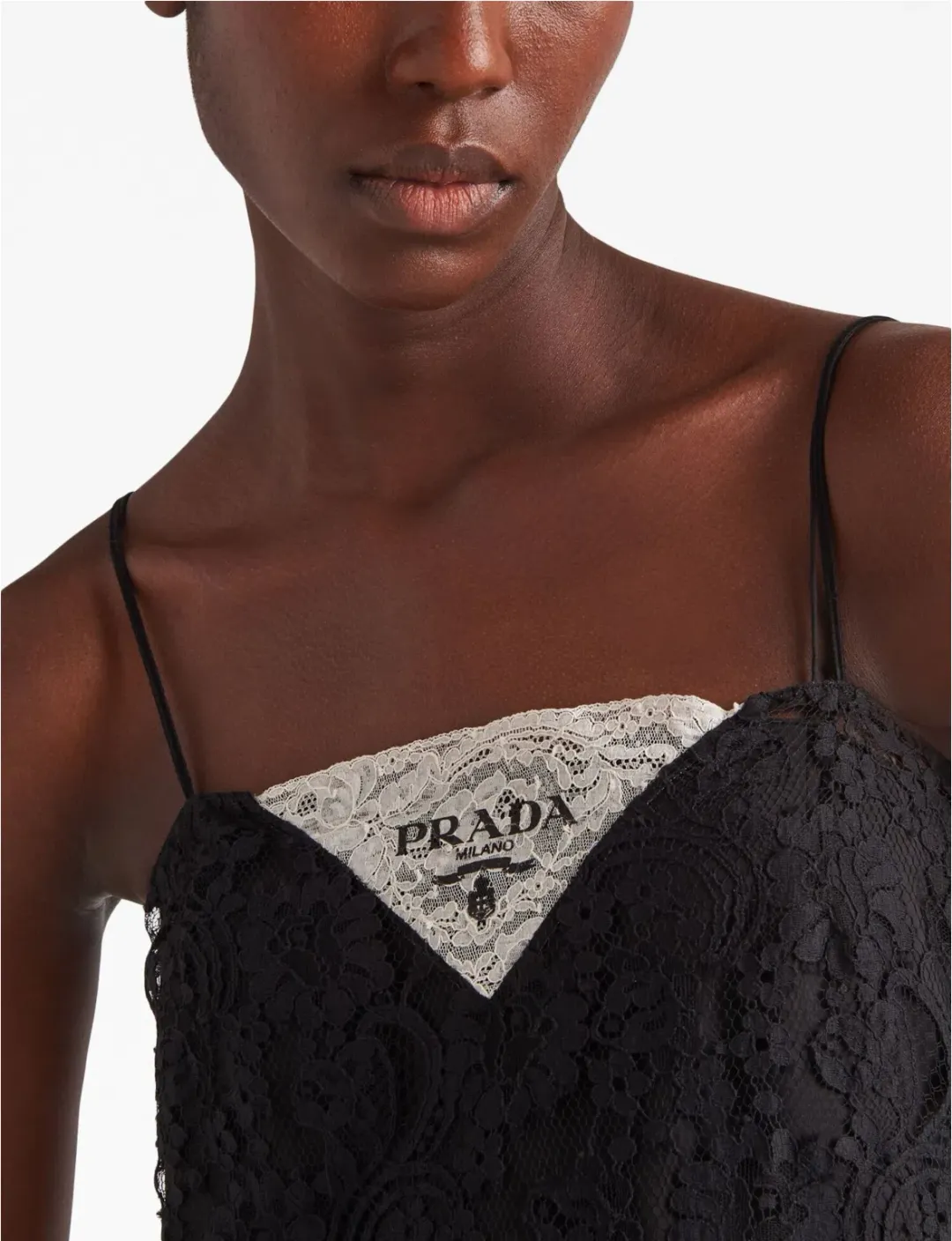 Prada Lace Midi Dress Black Size 36 / AU 4 for rent on The Volte - main image