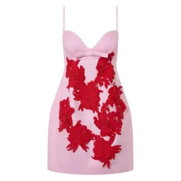 Oroton Contrast 3D Flower Mini Dress Rose Poppy Size 8 for rent on The Volte - image 4
