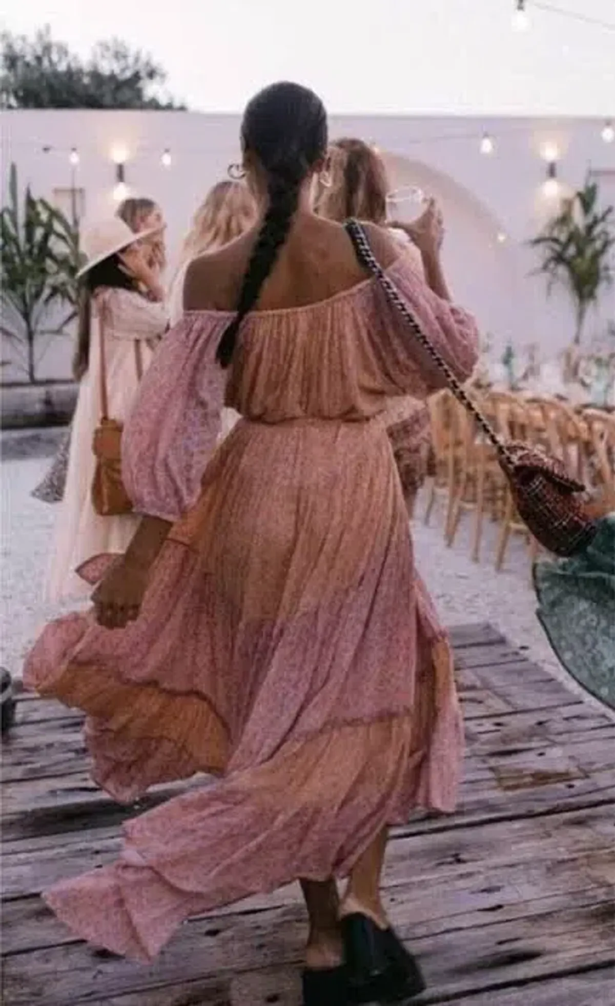 Spell & The Gypsy Rae Off Shoulder Gown Pink Peach Floral Size S / AU 8 - Image 4