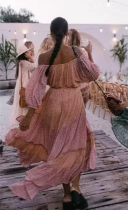Spell & The Gypsy Rae Off Shoulder Gown Pink Peach Floral Size S / AU 8 for rent on The Volte - image 4