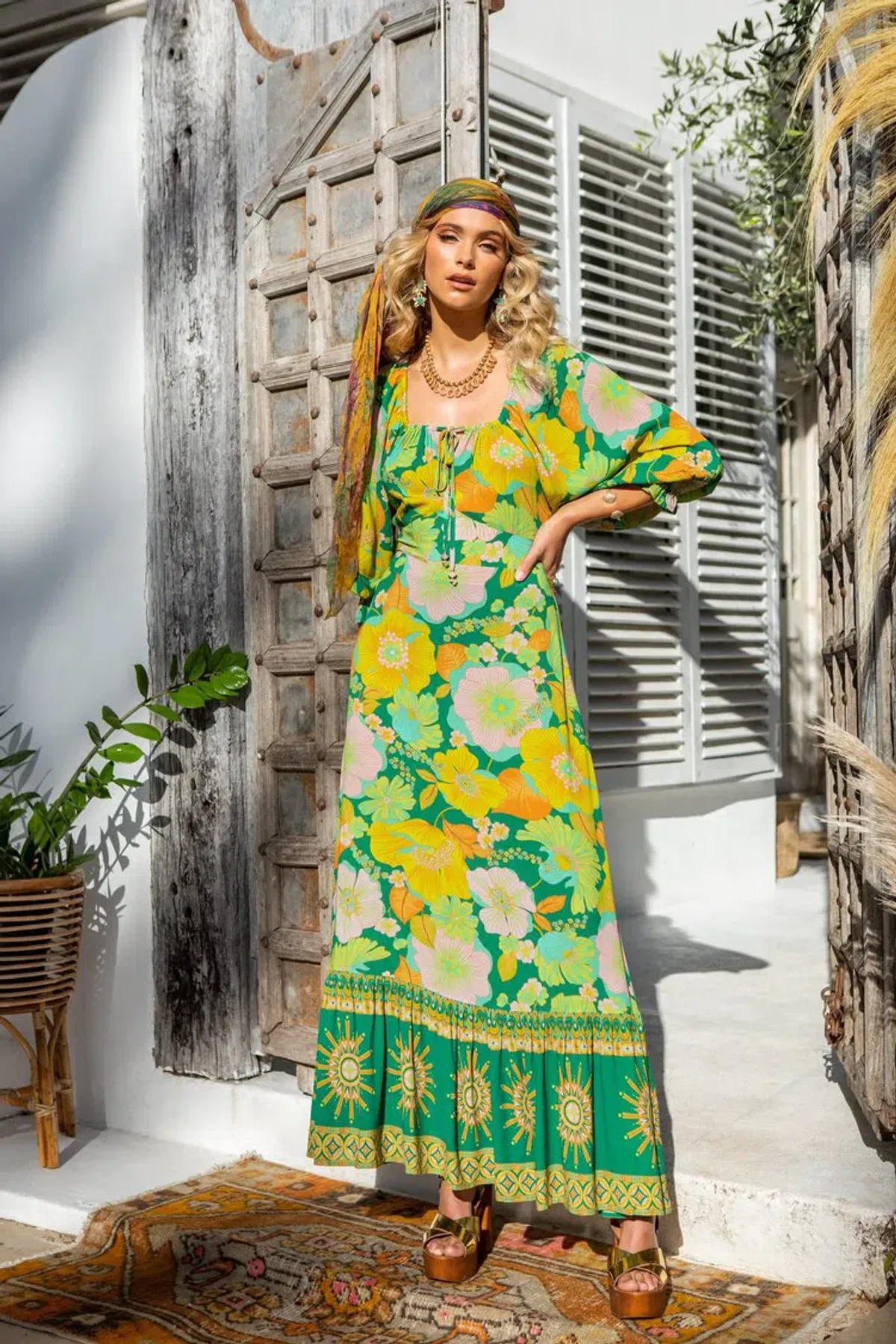 Nine Lives Bazaar Gigi Long Sleeve Maxi Gown Green AUS 6 / US 2 / EUR 34 - Image 1