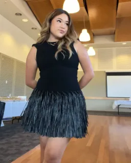 Aje Rushes Raffia Mini Dress Black Size 8 for rent on The Volte - image 4
