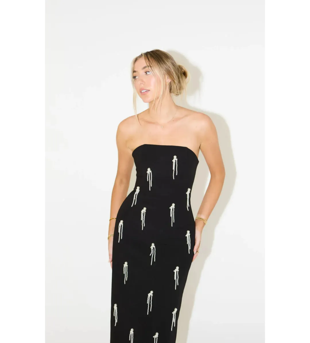 Odd Muse The Ultimate Muse Embellished Midi Dress Black Size AU 12 for rent on The Volte - main image