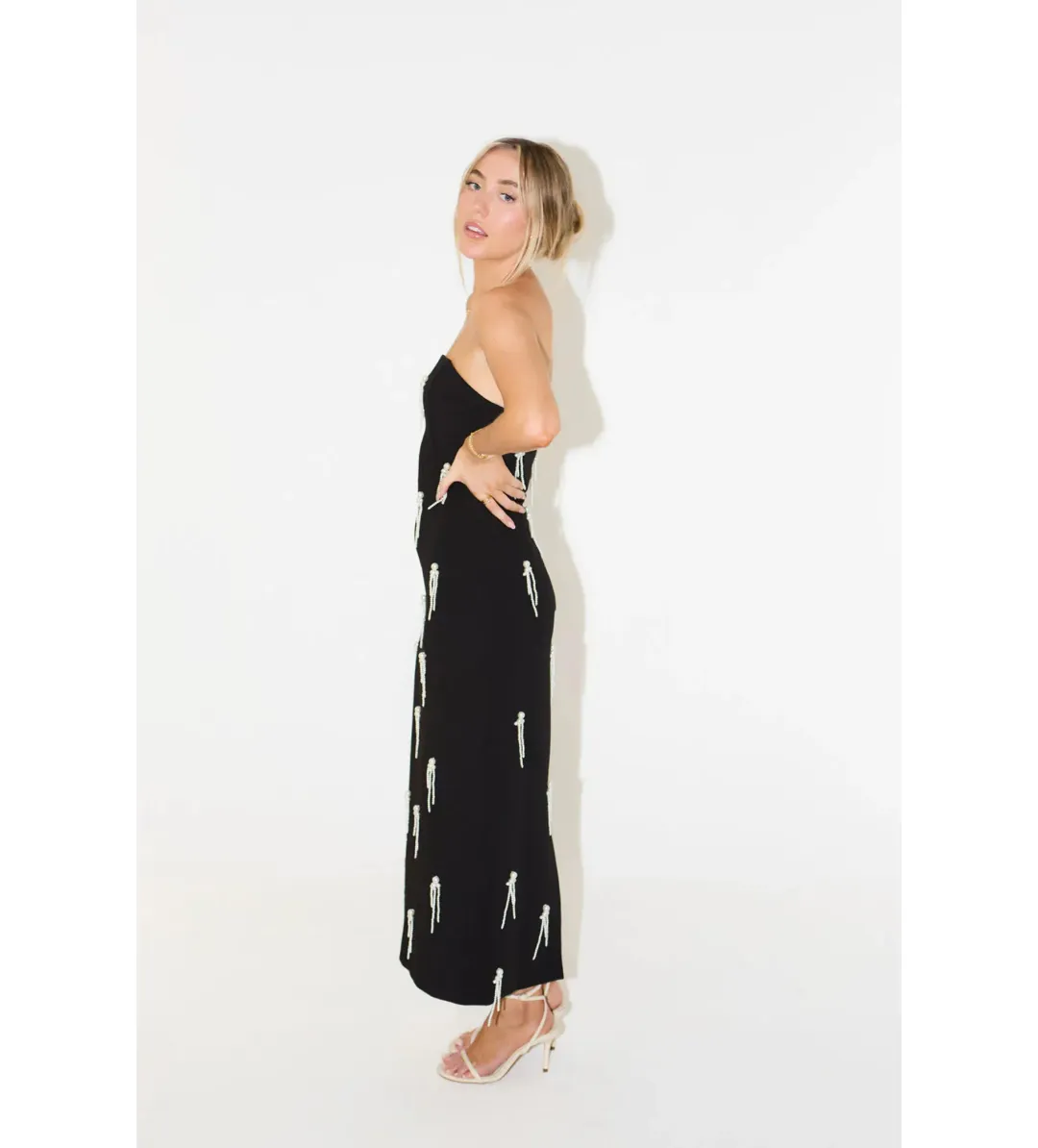 Odd Muse The Ultimate Muse Embellished Midi Dress Black Size AU 12 for rent on The Volte - main image