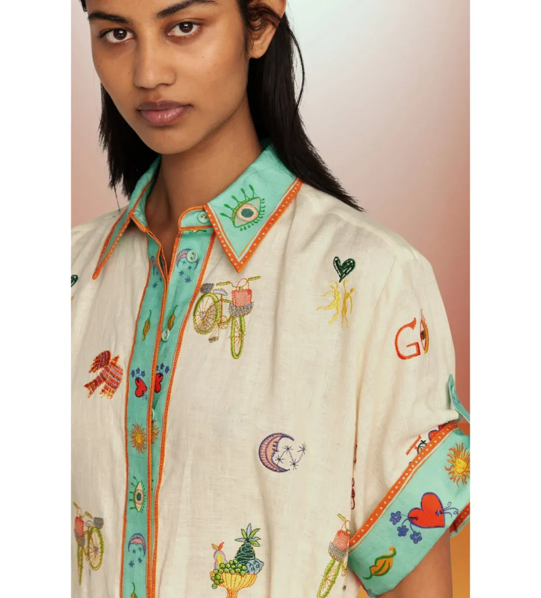 Alémais Holiday Go-to Embroidered Shirtdress Print Size AU 16 for rent on The Volte - main image