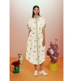 Alémais Holiday Go-to Embroidered Shirtdress Print Size AU 16 for rent on The Volte - image 1