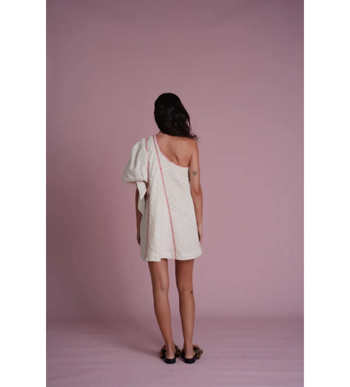 Toscani Odet Cherie Scallop Mini Dress in Crème Size AU 8 - Image 4