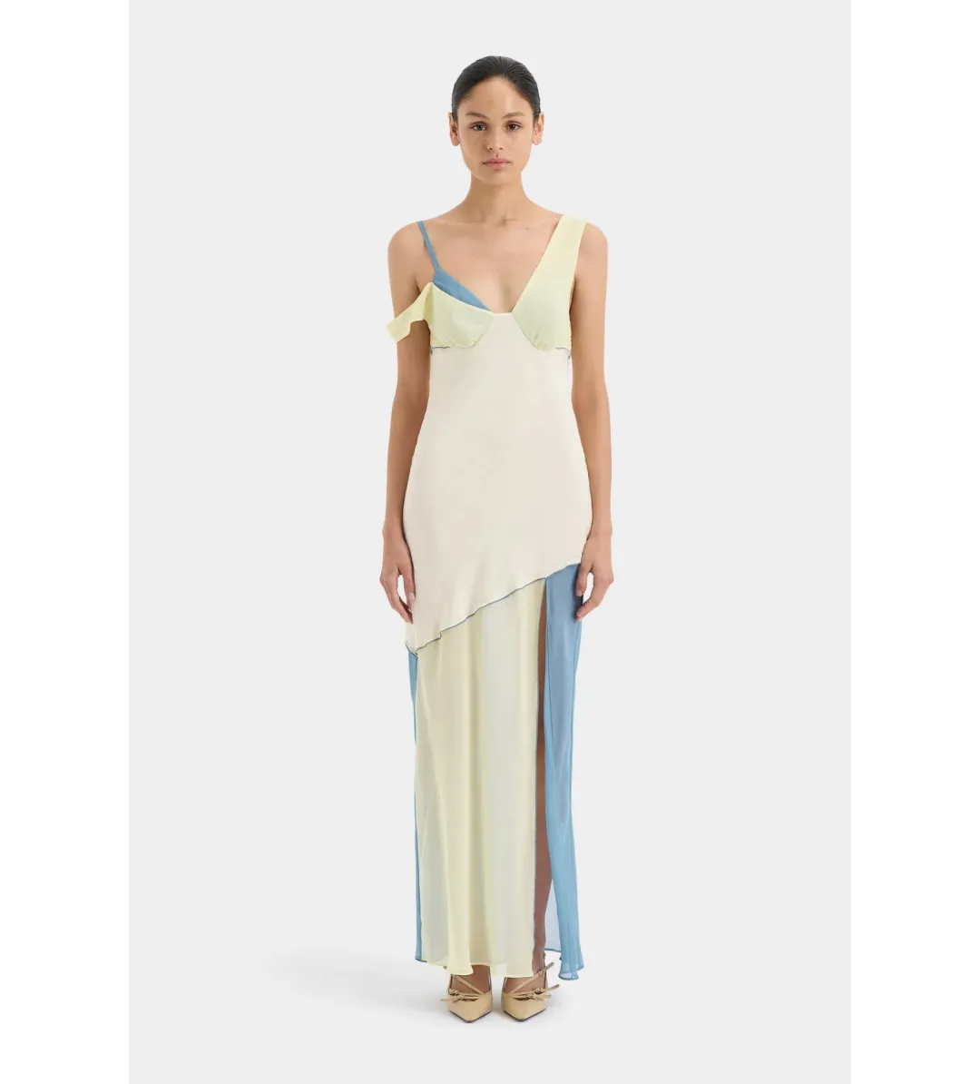 Sir the Label The Thames Splice Midi Dress Ecru Multi Size 3 / AU 12 for rent on The Volte - main image